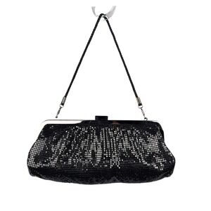 Lancome Black Metal Mesh Clutch Evening Bag Sparkly Formal Handbag
